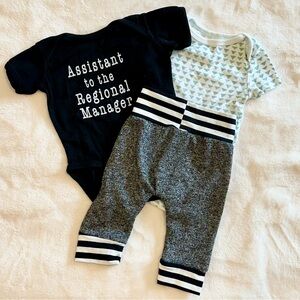 Black and Mint Baby Outfit Set - 0-3 and 6 Months